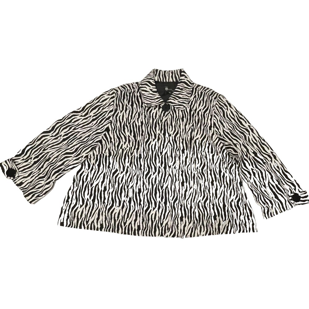 First Option Too Blazer Womens 3X Zebra Print 3/4 Sleeves‎ Coprcore Career